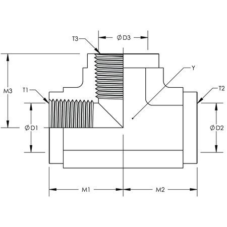 World Wide Fittings Female Pipe Tee Stainless Steel 5605X12X12X12SS